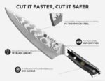 Damascus Chef Knife: 8-inch Razor-Sharp Japanese Chef Knife with VG10 Steel Core, Full Tang G10 Handle, NSF Food-Safe Professional Kitchen Knife with Sheath, Knife for Men - Image 3