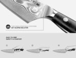 Damascus Chef Knife: 8-inch Razor-Sharp Japanese Chef Knife with VG10 Steel Core, Full Tang G10 Handle, NSF Food-Safe Professional Kitchen Knife with Sheath, Knife for Men - Image 4