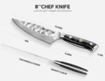 Damascus Chef Knife: 8-inch Razor-Sharp Japanese Chef Knife with VG10 Steel Core, Full Tang G10 Handle, NSF Food-Safe Professional Kitchen Knife with Sheath, Knife for Men - Image 5