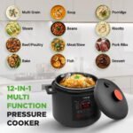 NutriChef Electric Pressure Cooker 6 Quart Capacity | 9 Function Digital Countertop Pressure Cooker | Adjustable Time & Temperature | Cook, Bake, Steam, Broil, & Braise | 13.1 x 11.4 IN | Black - Image 3