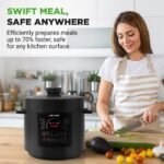 NutriChef Electric Pressure Cooker 6 Quart Capacity | 9 Function Digital Countertop Pressure Cooker | Adjustable Time & Temperature | Cook, Bake, Steam, Broil, & Braise | 13.1 x 11.4 IN | Black - Image 5