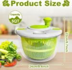 Salad spinner, vegetable and fruit washing dryer, lettuce spinner, for washing fruits, vegetables, pasta, green, 5L - Image 3