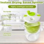 Salad spinner, vegetable and fruit washing dryer, lettuce spinner, for washing fruits, vegetables, pasta, green, 5L - Image 4