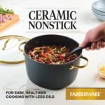 Farberware Forged Induction Ceramic Nonstick Cookware Stockpot with Lid, Dishwasher Safe, Suitable for All Stovetops, 6 Quart Soup Pot, Stockpot - Black and Gold - Image 4