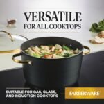 Farberware Forged Induction Ceramic Nonstick Cookware Stockpot with Lid, Dishwasher Safe, Suitable for All Stovetops, 6 Quart Soup Pot, Stockpot - Black and Gold - Image 5
