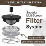 wedrink French Press Coffee Maker 12OZ, Heat Resistant Borosilicate Glass Carafe/Tea Maker Coffee Press Frother Brewer (350ml) - Image 4