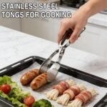 Kitchen Metal Tongs, Heat-Resistant Stainless Steel Cooking Tongs, Stable Clamping and Flipping Performance, Tongs for Cooking, Steak,Bread,Pizza and BBQ - Image 3