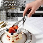 Kitchen Metal Tongs, Heat-Resistant Stainless Steel Cooking Tongs, Stable Clamping and Flipping Performance, Tongs for Cooking, Steak,Bread,Pizza and BBQ - Image 4
