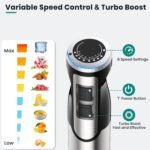 1800W Immersion Blender Handheld 4-in-1 Hand Blender Stick for Ice Crushing Smoothie, Baby Food, Soup, 8 Speed Hand Mixer Turbo Boost Stainless Steel Blade with Whisk, Chopper, Beaker - Image 5