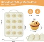 2-Pack 12-Cup Silicone Cupcake Pan, Nonstick Flexible Muffin Pan, Dishwasher Safe Muffin Tray with Handles, Seamless Silicone Muffin Tin for Baking Egg Bites & Cupcakes - Image 9