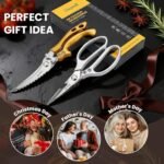 LEEPENK Kitchen Scissors All Purpose 2 Packs,Stainless Steel Kitchen Shear Dishwasher Safe,Heavy Duty Poultry Shears with Non-Slip Handle & Safety Lock,Cooking Scissor for Food - Image 4