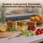 6-Pack 4 fl oz Stackable Airtight Glass Canisters with Acacia Lids - Small Mason Jars for Overnight Oats, Spice Storage, Herb Keepers, Pantry Organization and Dry Food Storage - Image 4