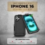 MOTIVE Designed for iPhone 16 Case with Belt Clip, Magnetic Case Magsafe Compatible, Heavy Duty and Quad Layer Military Grade Protection for iPhone16 Holster, 6.1" | Black - Image 9