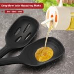 2 Pack Large Silicone Cooking Spoon with Measuring Mark, Premium Non-Stick Solid and Slotted Serving Spoons Set, Heat Resistant Kitchen Utensils for Mixing, Stirring, Scooping, Scraping - Image 3