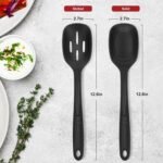 2 Pack Large Silicone Cooking Spoon with Measuring Mark, Premium Non-Stick Solid and Slotted Serving Spoons Set, Heat Resistant Kitchen Utensils for Mixing, Stirring, Scooping, Scraping - Image 4