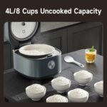 Midea 8 Cups Uncooked Rice Cooker, Non-stick Ceramic Rice Cooker with Celadon Coated Inner Pot, 15 Smart Cooking Programs, 4L, MRD401T2BMB - Image 5
