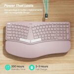 Nulea RT05 Wireless Ergonomic Keyboard, Split Keyboard with Wrist Rest, USB-C Charging, 7-Color Backlight, Natural Typing, Bluetooth and USB Connectivity, Compatible with Windows,Mac(Pink) - Image 4