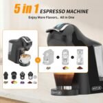 KOTLIE EM-308B Espresso Machine, Single Serve Coffee Maker Compatible with Multiple Capsule Types, Ground Coffee, and ESE Pods, 3 Temperatures, 7 Water Volume Levels, 34 Oz (Black) - Image 4
