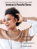 Vibes 201MC Wired Earbuds in Ear Headphones with Mic, USB C to 3.5mm Adapter & Braided Cord, Noise Isolating Bass Driven Earphones, Carry Case, Ear Buds Tips, 3.5mm Jack (Clear Brown) - Image 3