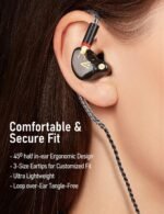 Vibes 201MC Wired Earbuds in Ear Headphones with Mic, USB C to 3.5mm Adapter & Braided Cord, Noise Isolating Bass Driven Earphones, Carry Case, Ear Buds Tips, 3.5mm Jack (Clear Brown) - Image 4
