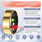 Smart Ring Health Tracker for Women Men, Sleep Tracker with Heart Rate,SPO₂,Blood Pressure, Fitness Ring for Activity Monitoring, No Subscription, Step Tracker Ring for iOS&Android (Gold, #7) - Image 3