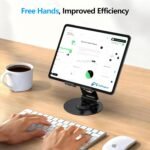 Swivel Tablet Stand, Aluminum Portable 360°Rotating Adjustable Tablet Holder for All 4-12.9’’ iPad Surface Samsung Phone Tablet Kindle E-Reader and More(Black) - Image 5