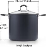 Cook N Home Nonstick Stockpot Soup pot with Lid Professional Hard Anodized 10 Quart, Oven safe - Stay Cool Handles, Black - Image 3