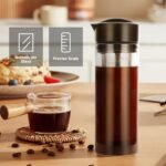 25oz Cold Brew Coffee Maker 4 Cup Capacity Tea Maker, Iced Coffee Pot, Cold Heat Resistant Borosilicate Glass Carafe, Stainless Steel Mesh Filter Basket and Black Freshness Lid - Image 3