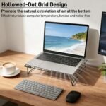 Laptop Cooling Pad Stand with Cooling Mesh, Height Adjustable Metal Laptop Stand for Desk，Ergonomic Notebook Riser Fits Most 10-16 Inch Laptops - Image 3