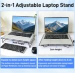 Laptop Cooling Pad Stand with Cooling Mesh, Height Adjustable Metal Laptop Stand for Desk，Ergonomic Notebook Riser Fits Most 10-16 Inch Laptops - Image 5