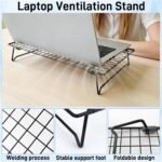 Laptop Cooling Pad Stand with Cooling Mesh, Height Adjustable Metal Laptop Stand for Desk，Ergonomic Notebook Riser Fits Most 10-16 Inch Laptops - Image 6