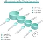 Measuring Cups Set Measuring Spoons Set, Nesting Measure Cups with Stainless Steel Handle, For Measuring Dry and Liquid Ingredients Small Teaspoon with Plastic Head (Mint Green) - Image 4