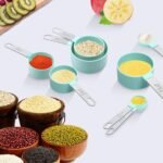 Measuring Cups Set Measuring Spoons Set, Nesting Measure Cups with Stainless Steel Handle, For Measuring Dry and Liquid Ingredients Small Teaspoon with Plastic Head (Mint Green) - Image 5