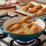 Hamilton Beach Enameled Cast Iron Fry Pan 12-Inch Navy, Cream Enamel Coating, Skillet Pan For Stove top and Oven, Even Heat Distribution, Durable - Image 3
