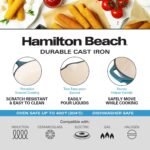 Hamilton Beach Enameled Cast Iron Fry Pan 12-Inch Navy, Cream Enamel Coating, Skillet Pan For Stove top and Oven, Even Heat Distribution, Durable - Image 4