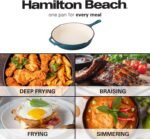 Hamilton Beach Enameled Cast Iron Fry Pan 12-Inch Navy, Cream Enamel Coating, Skillet Pan For Stove top and Oven, Even Heat Distribution, Durable - Image 6