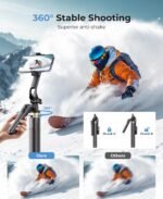 72" Phone Tripod, Tripod for iPhone with Wireless Remote Control, Portable Selfie Stick for iPhone, Live Streaming, Video Recording, Compatible with Cell Phones, Cameras - Image 3