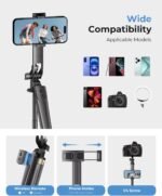 72" Phone Tripod, Tripod for iPhone with Wireless Remote Control, Portable Selfie Stick for iPhone, Live Streaming, Video Recording, Compatible with Cell Phones, Cameras - Image 4