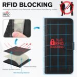 TUCCH Case Wallet for iPhone 15 Pro Max, RFID Blocking 4 Card Holder Kickstand Shockproof TPU Inner Case, PU Leather Magnetic Flip Folio Cover, Black - Image 4