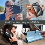 TUCCH Case Wallet for iPhone 15 Pro Max, RFID Blocking 4 Card Holder Kickstand Shockproof TPU Inner Case, PU Leather Magnetic Flip Folio Cover, Black - Image 7