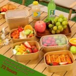 50-Pack 29oz Disposable Kraft Paper Bowls 【with Lids and Forks】,Disposable Meal Prep Containers,to go food containers,Microwavable and Freezer Take Out Containers for Hot/Cold Food - Image 3