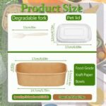 50-Pack 29oz Disposable Kraft Paper Bowls 【with Lids and Forks】,Disposable Meal Prep Containers,to go food containers,Microwavable and Freezer Take Out Containers for Hot/Cold Food - Image 4