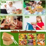 50-Pack 29oz Disposable Kraft Paper Bowls 【with Lids and Forks】,Disposable Meal Prep Containers,to go food containers,Microwavable and Freezer Take Out Containers for Hot/Cold Food - Image 6