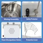 10QT/10L Commercial Stand Dough Mixer, Industrial 110V Stainless Steel Bread Maker Electric Spiral Kneader Flour Kneading Mixing Machine for Bakeries Pizzerias Dual Speeds - Image 5