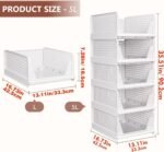 CTSNSLH 5 Pack Closet Organizers Storage Box, Closet Storage Stackable Storage Bins, Plastic Drawer Basket for Wardrobe Cupboard Kitchen Bathroom Office, White - Image 3