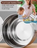 Stainless Steel Food Container with Clear Lids Airtight Storage Container Stackable Small Canisters Kitchen Pantry Storage for Cereal, Snacks, Candy, Herbs, Spices, Sugar, Tea (Silver) - Image 4