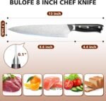 8 Inch Chef Knife, Kitchen Knife with Sharpener and Finger Guard, Professional Steel Sharp Chef's Knife Set with Ergonomic Handle, Gifts for Christmas, Black - Image 4