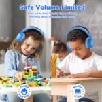 iClever BTH22 Kids Bluetooth Headphones, 60H Play Time, USB C Fast Charging, Bluetooth 5.4, AUX Cord,Safe Volume 74/85 dBA,Toddler Headphones for iPad/Tablet/Travel/School, Blue - Image 4