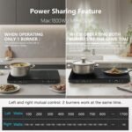 Double Induction Cooktop Continuous Low Power 9 Temperature Countertop Knob Control 1800W 18 Power 2 Electric Burner Sensor Touch Timer Stove - Image 4