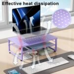 gianotter 2-Tier Metal Monitor Stand Riser, Office Desk Storage Organizer for Computer Monitor, Laptop, Printer, Office Supplies (Purple) - Image 4